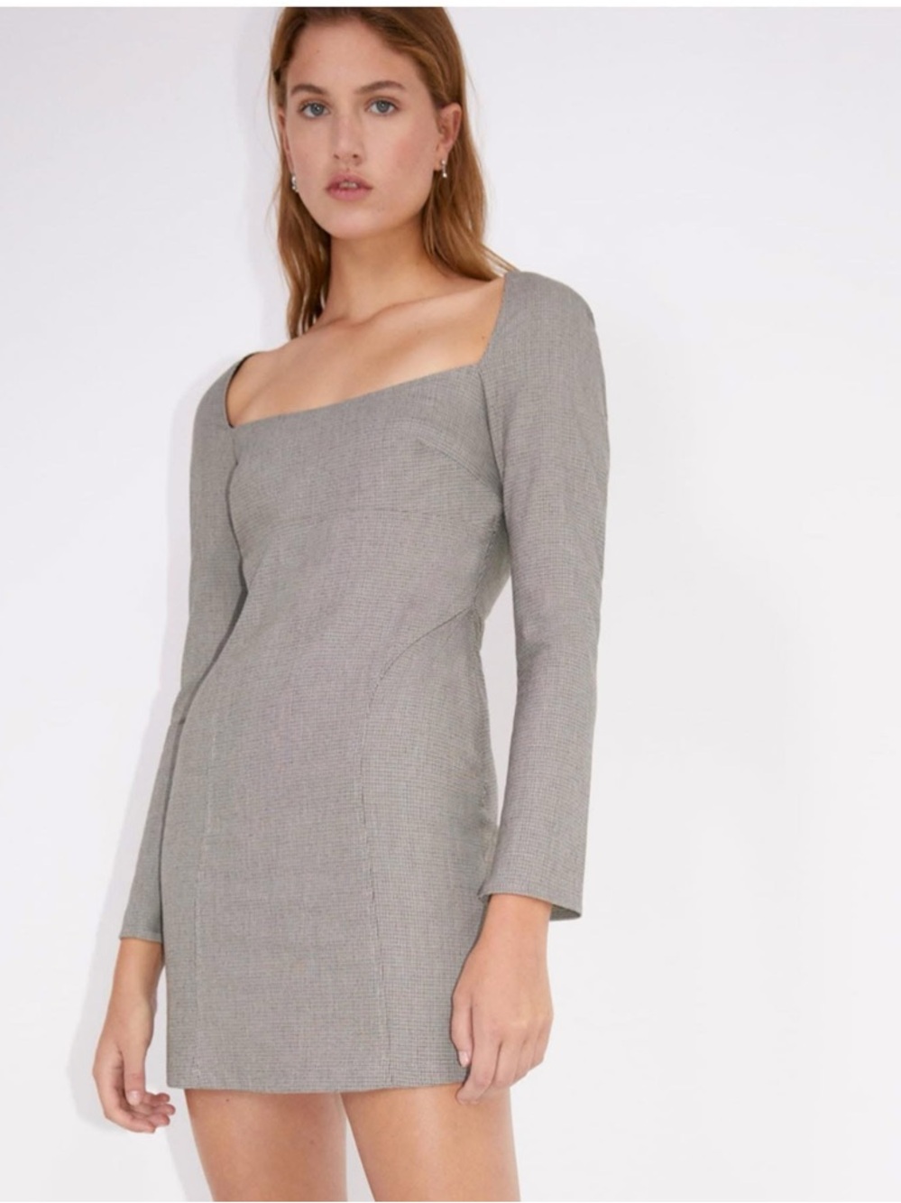 Zara Plaid Square Neck Dress